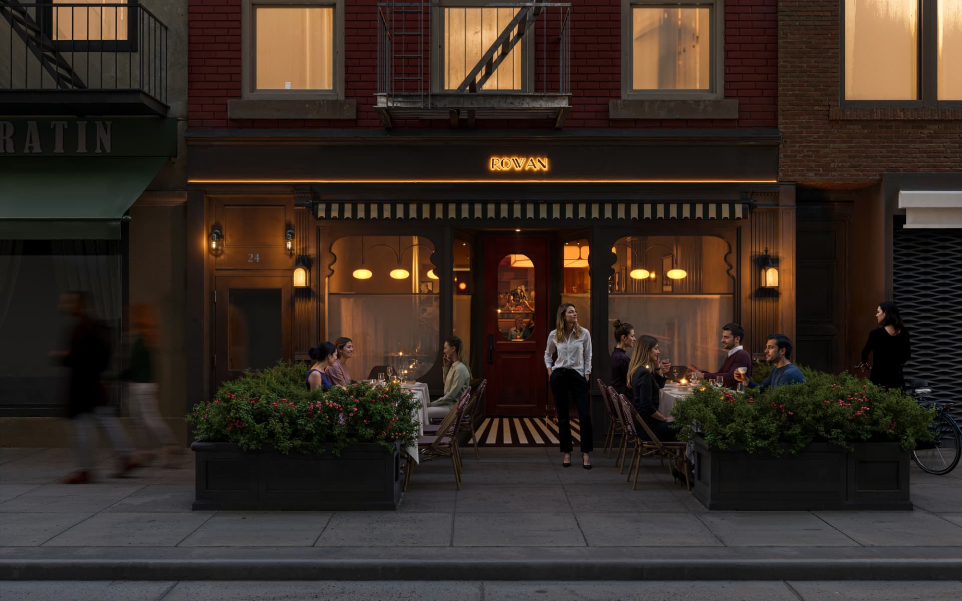 Rowan, new restaurant in the West Village — exterior new facade